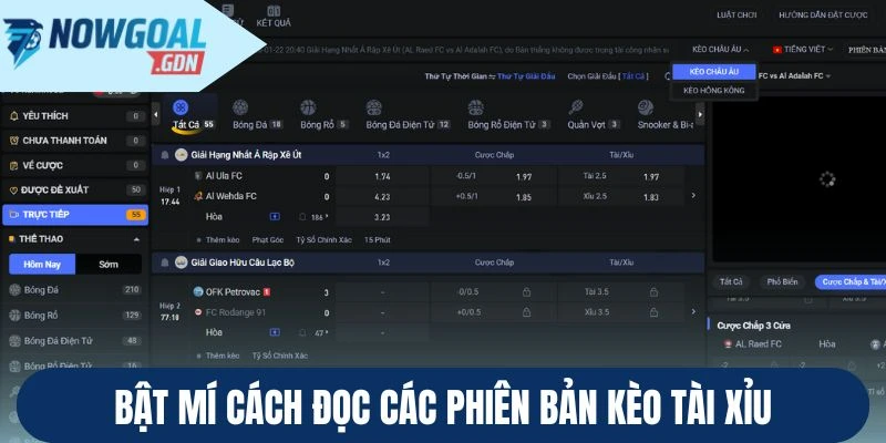 Bật mí cách đọc các phiên bản kèo tài xỉu