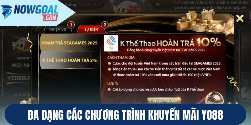 Đa dạng các chương trình khuyến mãi Yo88