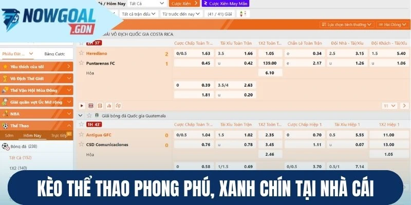 Kèo thể thao phong phú, xanh chín tại nhà cái