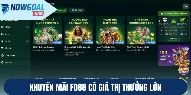 Thưởng khuyến mãi Fo88 có giá trị thưởng lớn