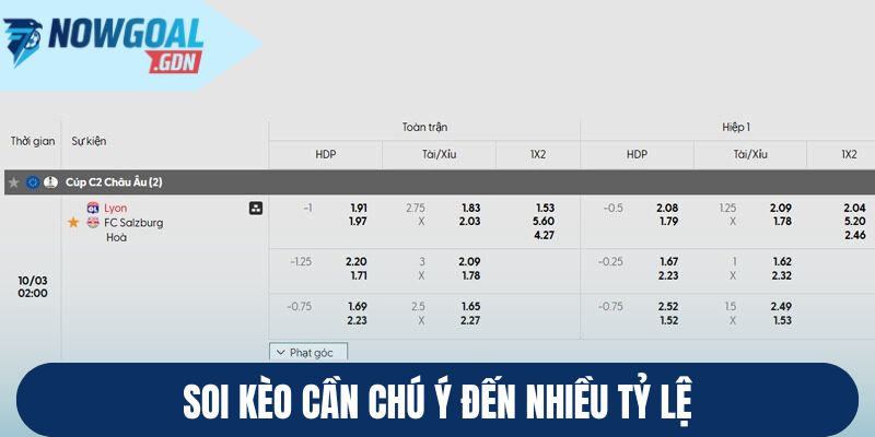 Soi kèo cần chú ý đến nhiều tỷ lệ